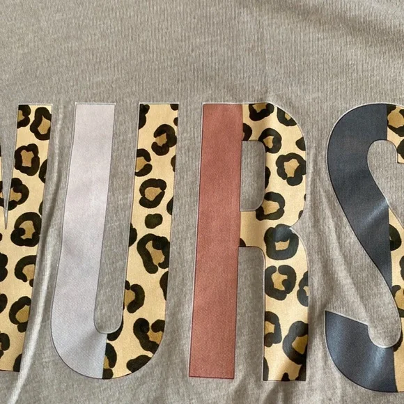 “Nurse Life” long sleeve tee. Size S. Tan with leopard print lettering. - Picture 10 of 16